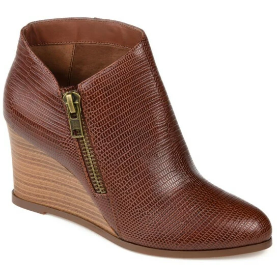 Budget 🎉 Journee Collection 👩 Womens Tru Comfort Foam Glam Wedge Bootie Brown ⭐ - Image 8