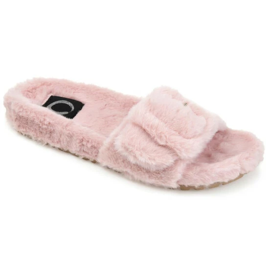 Outlet โ Journee Collection ๐ฉ Women's Faux Fur Shadow Slipper Brown โ๏ธ