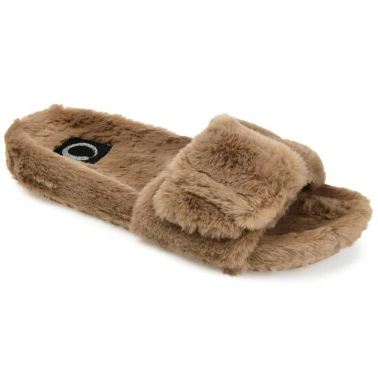 Outlet โ Journee Collection ๐ฉ Women's Faux Fur Shadow Slipper Brown โ๏ธ - Image 10