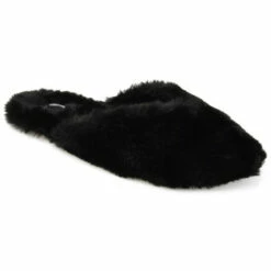 Outlet 🔔 Journee Collection 👩 Women's Faux Fur Sundown Slipper Black Black 🌟
